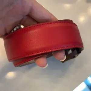 Gucci | Accessories | Gucci Red Gold Belt Iconic Leather  display picture 2